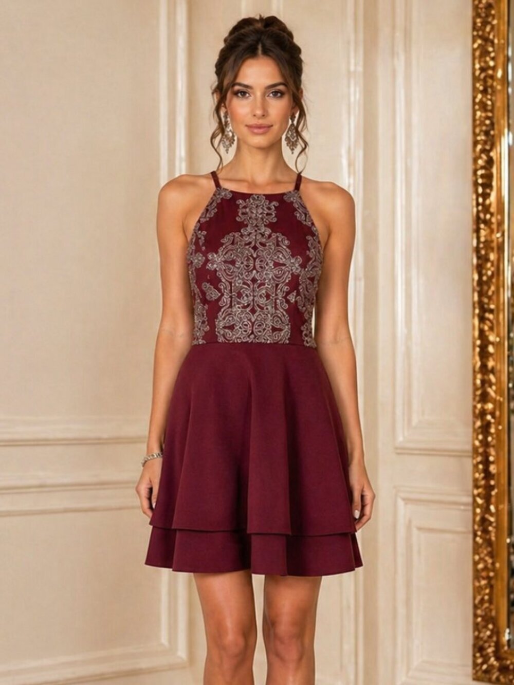 Speechless Maroon Sparkly Dress Sleeveless Party Cocktail Size 5